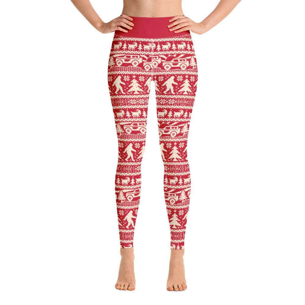 Bronco Babes Ugly Christmas Yoga Leggings – Red
